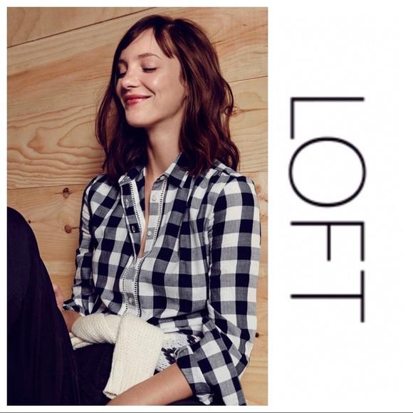 LOFT Tops - 🎉 HP 🎉 LOFT Gingham Henley Tunic